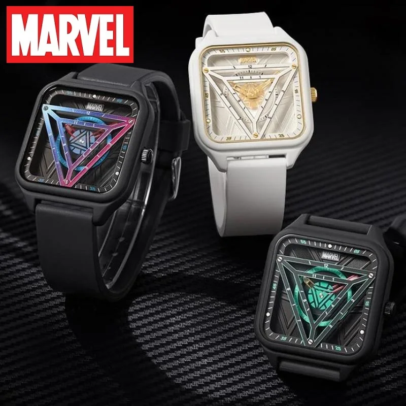 

Marvel For Mens Watch Iron Man Rectangle Quartz Wristwatch Avengers Arc Reactor Dial Male Casual Clock Coated Glass Montre Homme