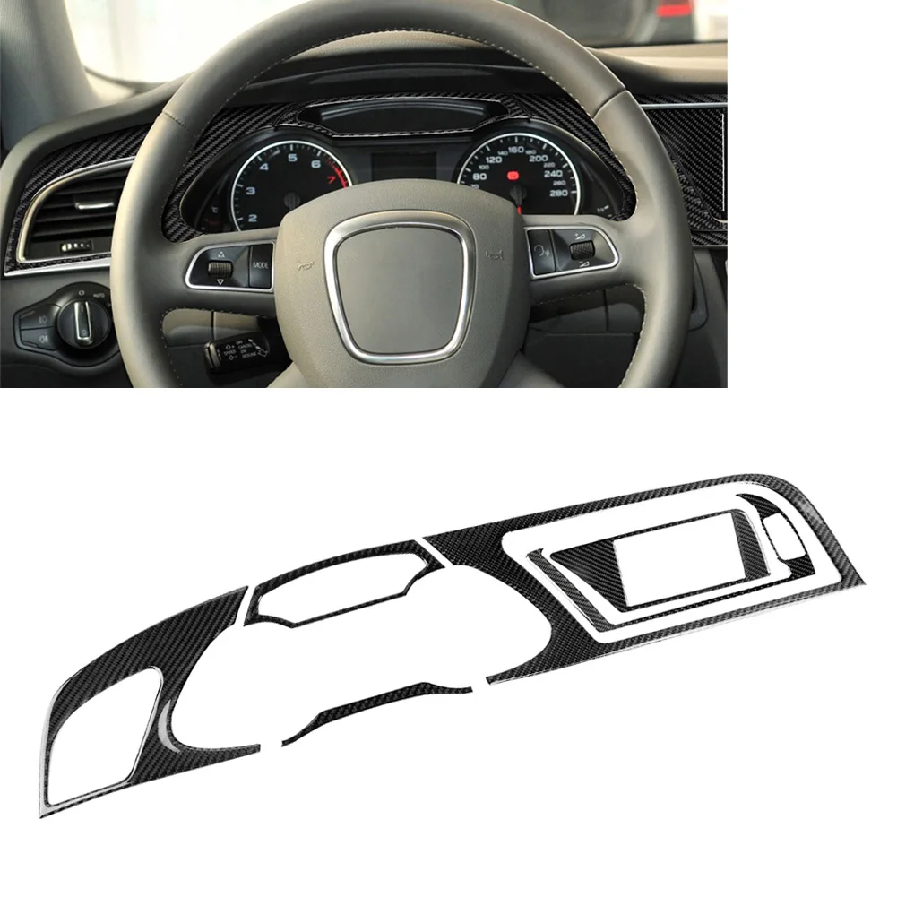 6Pcs/Set Car Interior Dashboard Instrument Panel Trim Cover LHD/RHD For Audi A4 2009-2010 For A4L 2009-2012 Carbon Fiber Pattern