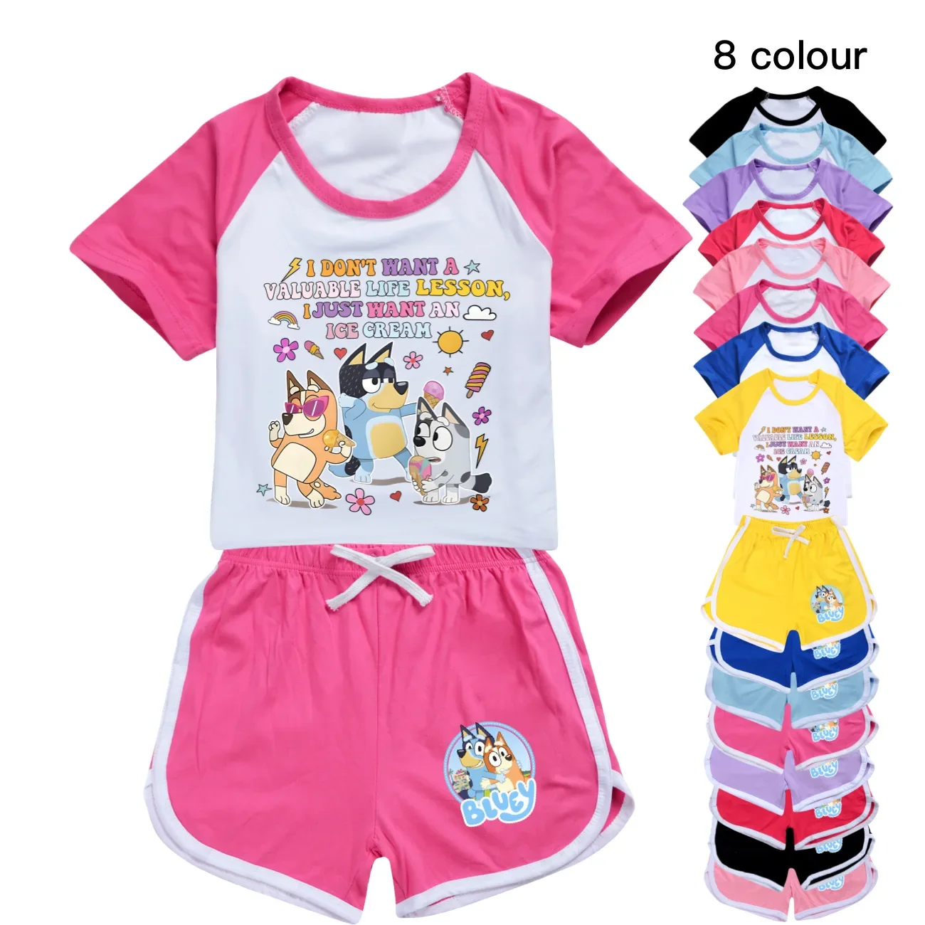 

DOGCARTOON Clothes Kids Summer Outfits Junior Boys Short Sleeve Tops Shorts 2pcs Set Girls Sportsuits Children's Sets2749