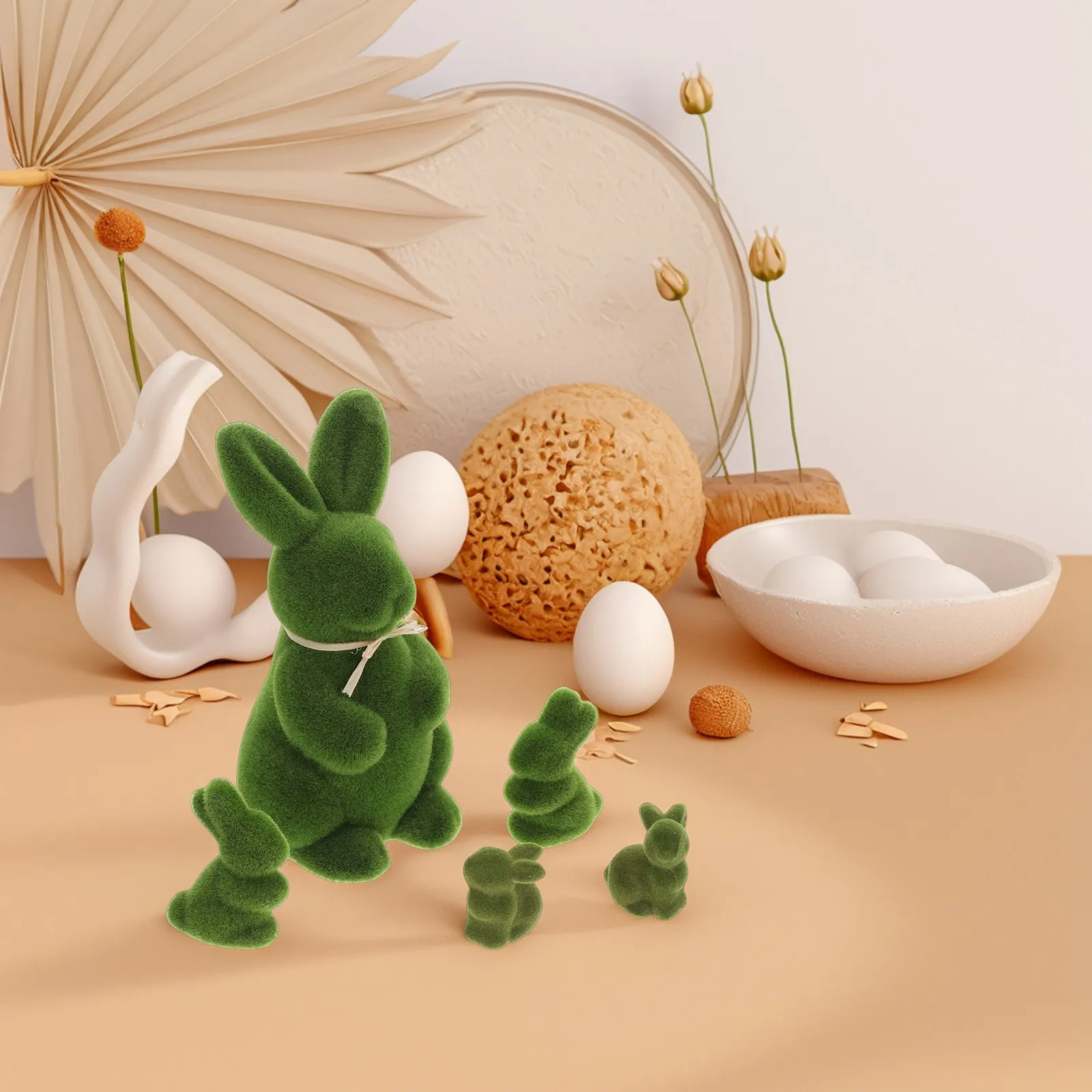 5Pcs Exquisite Crafted Easter Bunny Sculptures Lifelike Texture Festive Tabletop Decor for Home Living Room Garden Patio Lawn