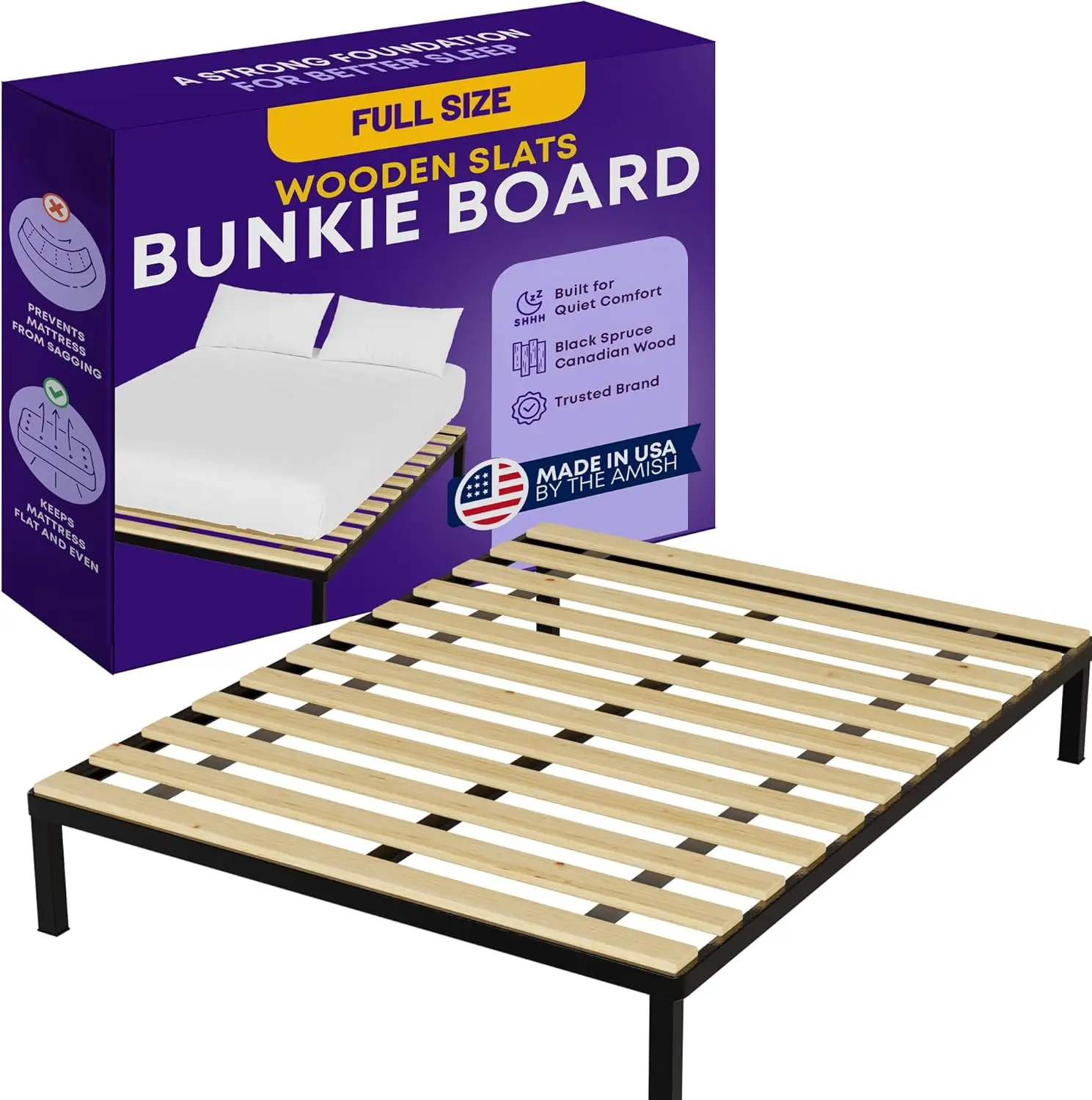 

Wooden Full Bed Slats for Support Under Mattress – Replacement Wood Slats for Full Size Bed Frame – Under Mattress Support Witho