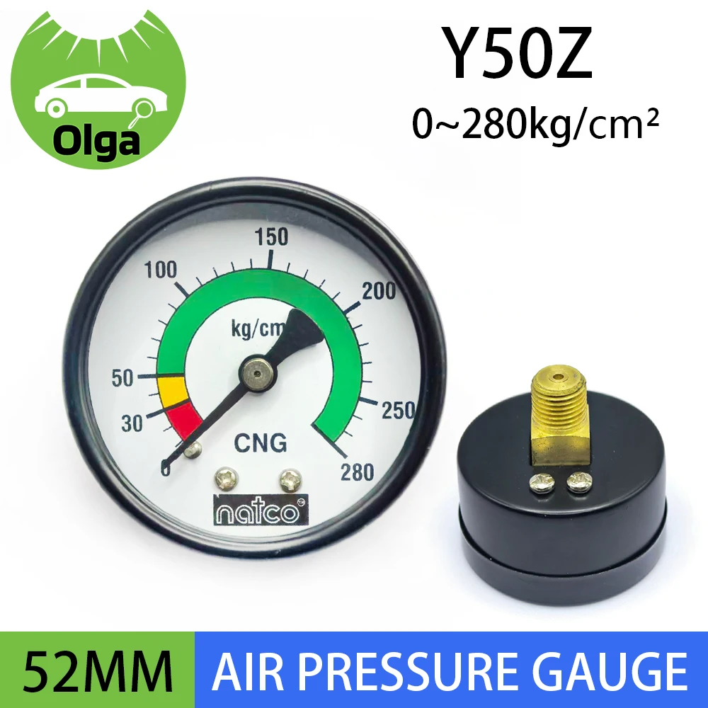 Y50Z Axial Pressure Gauge New Pressure Gauge Air Compressor Pneumatic Hydraulic Fluid 0~280kg/cm² Dial Measuring Instrument