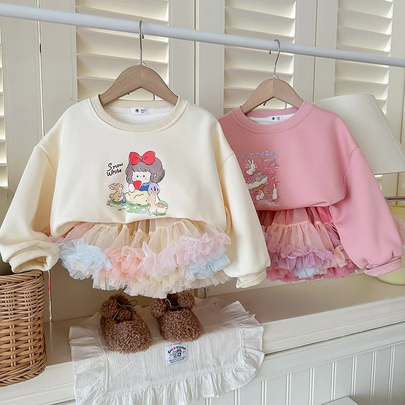 Xty-Children's Sweater Girls Suit2024Autumn New Children's Doll Shirt Skirt Baby GirltutuSkirt