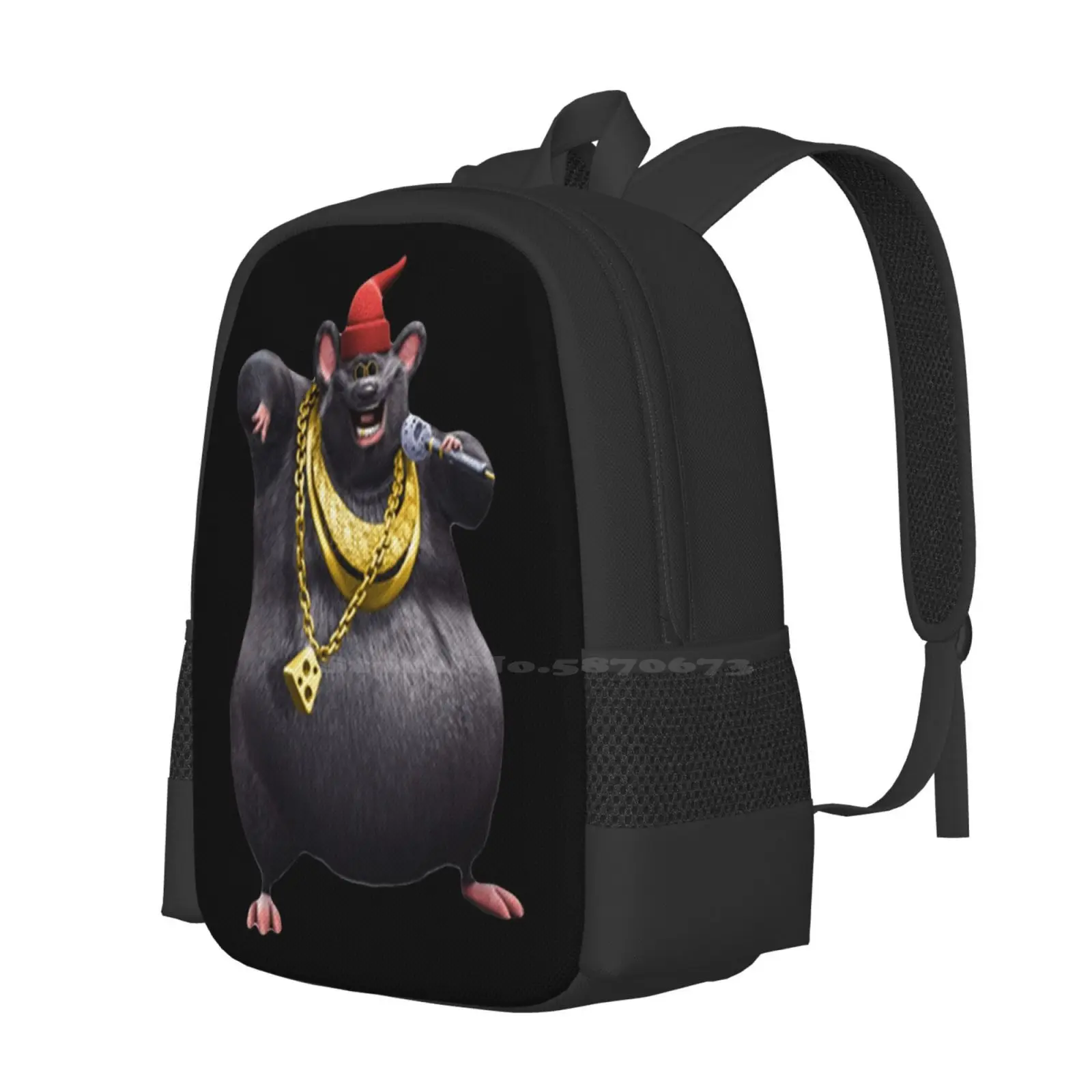 Biggie Cheese Rat 3D Print Design Backpack Student Bag Biggie Cheese Rat