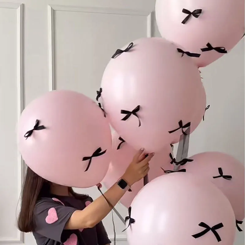 5pcs Wedding Pink Ins Bow Balloon Proposal Ceremony 12 Inch Floating Balloon Birthday Party Scene Arrangement Photography Props