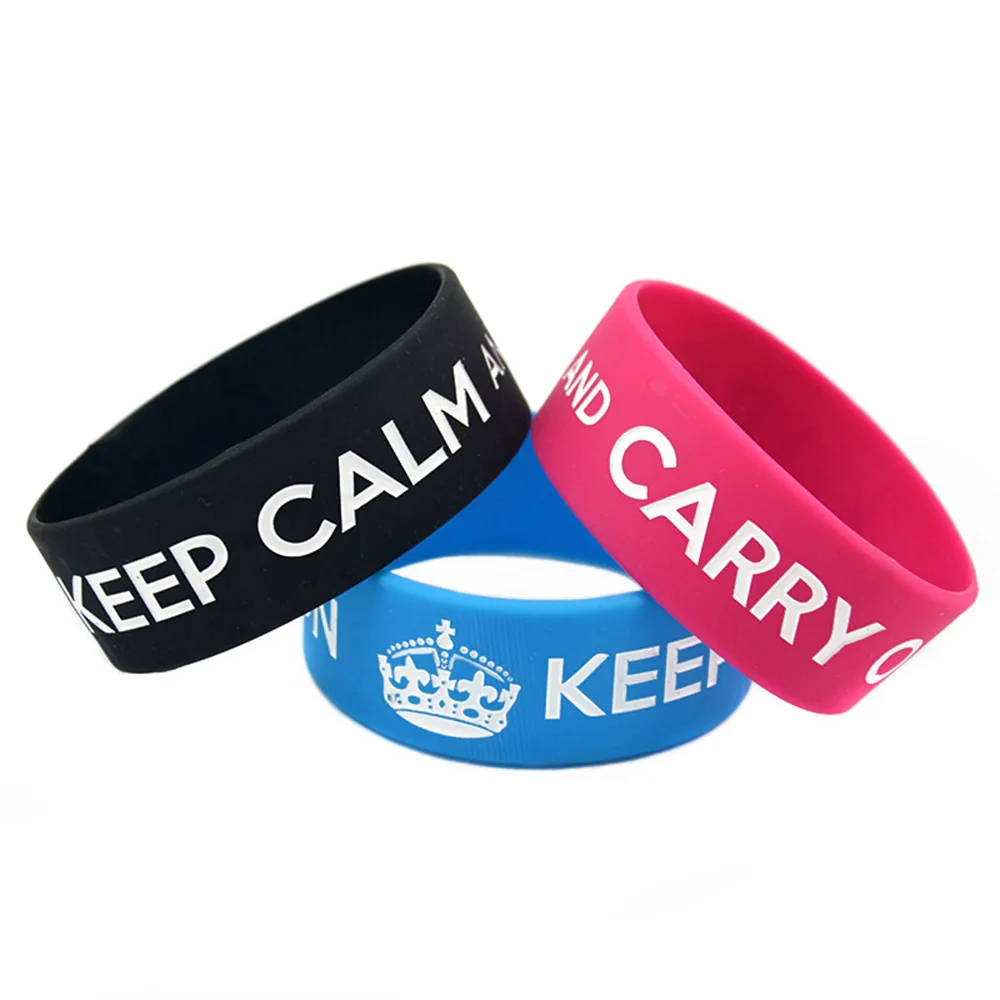 1 PC Keep Calm And Carry On Silicone Bracelet 1 Inch Wide Classic Decoration Logo