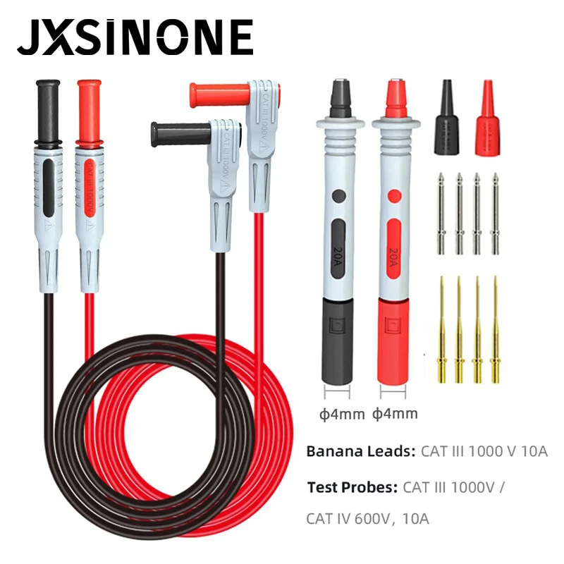 JXSINONE  P1957 Multimeter Wire Piercing  Probes Test Leads Kit with Puncture Needle 4mm Banana Plug Alligator Clip 64PCS