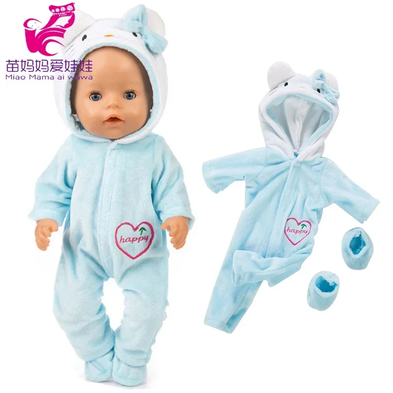 Doll Winter Clothes Fits for 17 Inch Baby Doll Kitty Outfit Set for 40cm Reborn Baby Doll Coat Hoodie Suit for Toy Wear