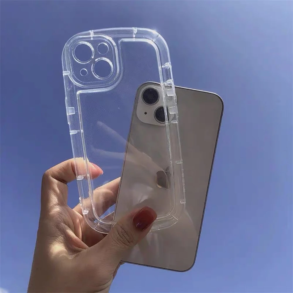 Luxury Shockproof Clear Phone Case For iPhone 11 12 13 14 15 Pro Max X XS XR 8 7 6 Plus Silicone Bumper Transparent Back Cover