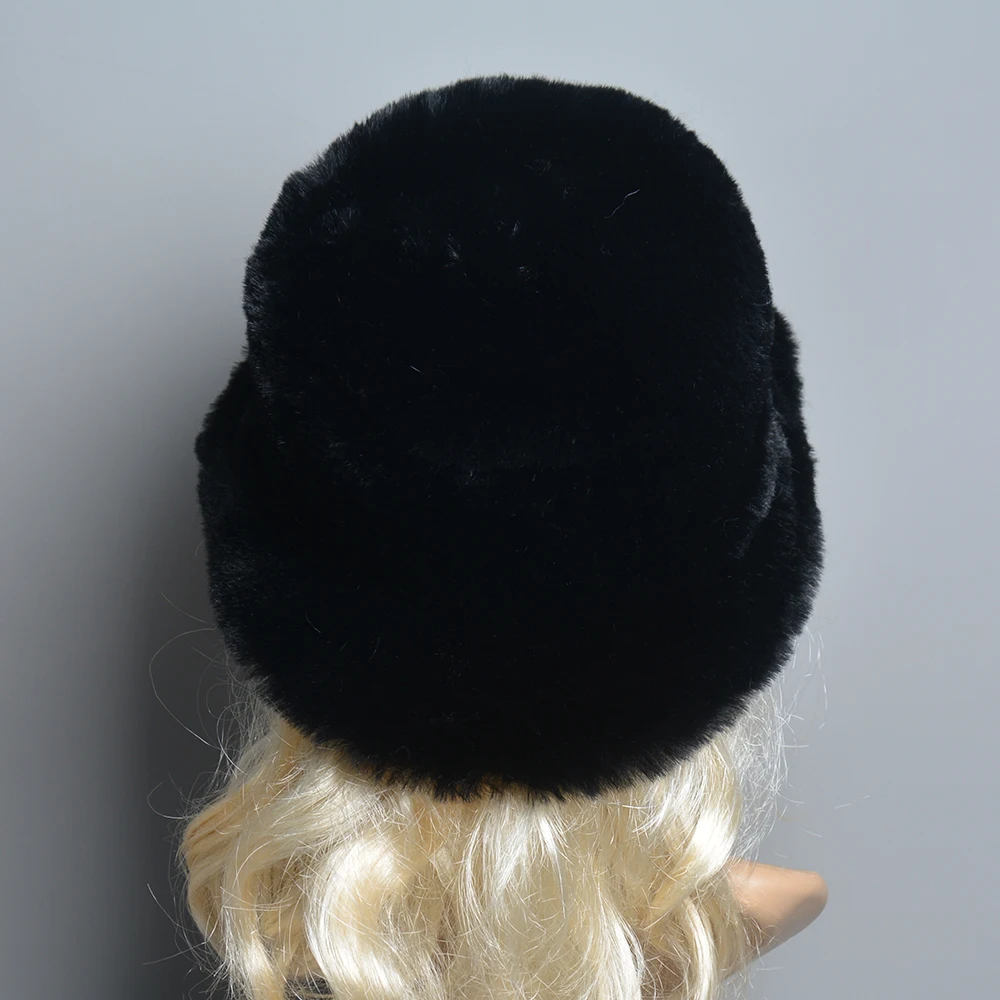 2024 New Style Fake Rabbit Fur Hats Super Soft Women Winter Hat Cotton Lining Warm Russian Fashion Ski Beanies Plush Solid Color