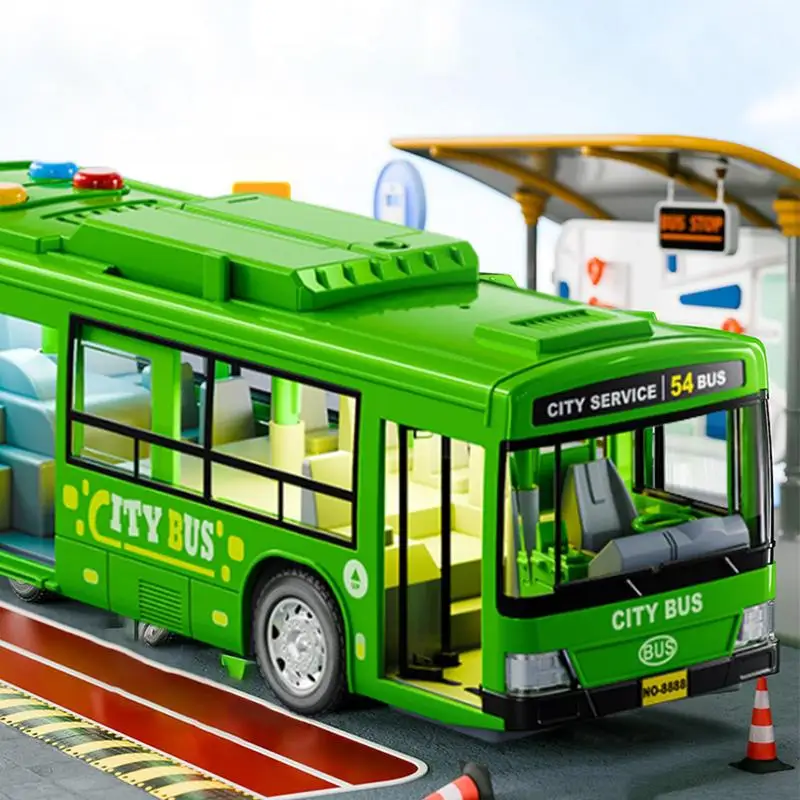 City Bus Toy Large Electric Bus Toy Educational Play Vehicles Toy Battery-Operated Car Model Toy With Music And Light Openable