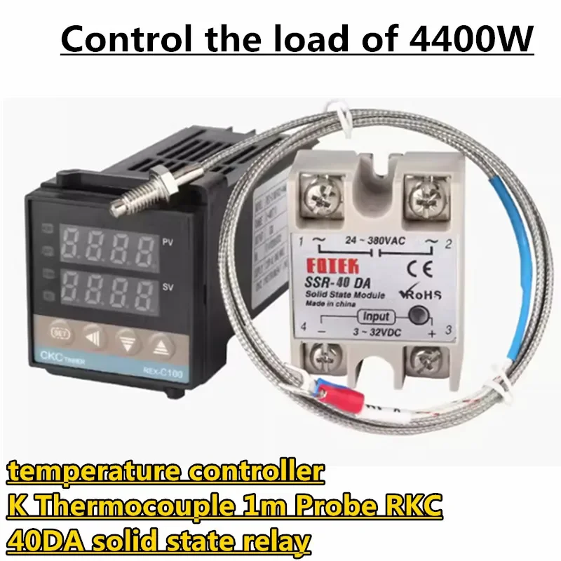 REX-C100 Digital PID Temperature Controller REX C100 thermostat + 40DA SSR Relay+ K Thermocouple 1m Probe RKC Screw thermocouple