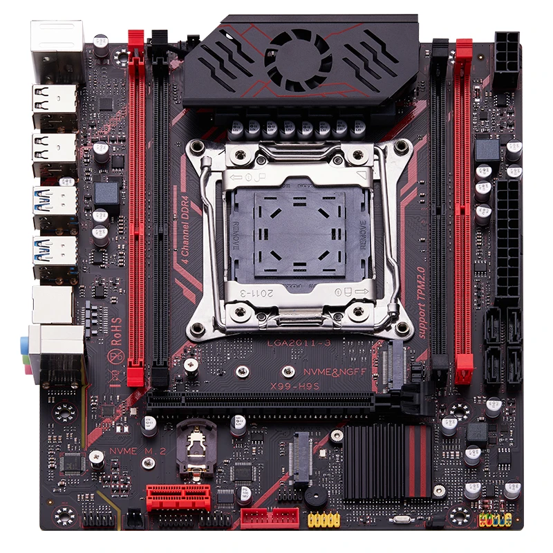 QIYIDA X99 마더보드 TPM 2.0인터페이스 LGA 2011 3, NVME NGFF M.2 지원 4 채널 X99 C612chip DDR4 메모리 SATA3.0 USB3.0 썸네일 2