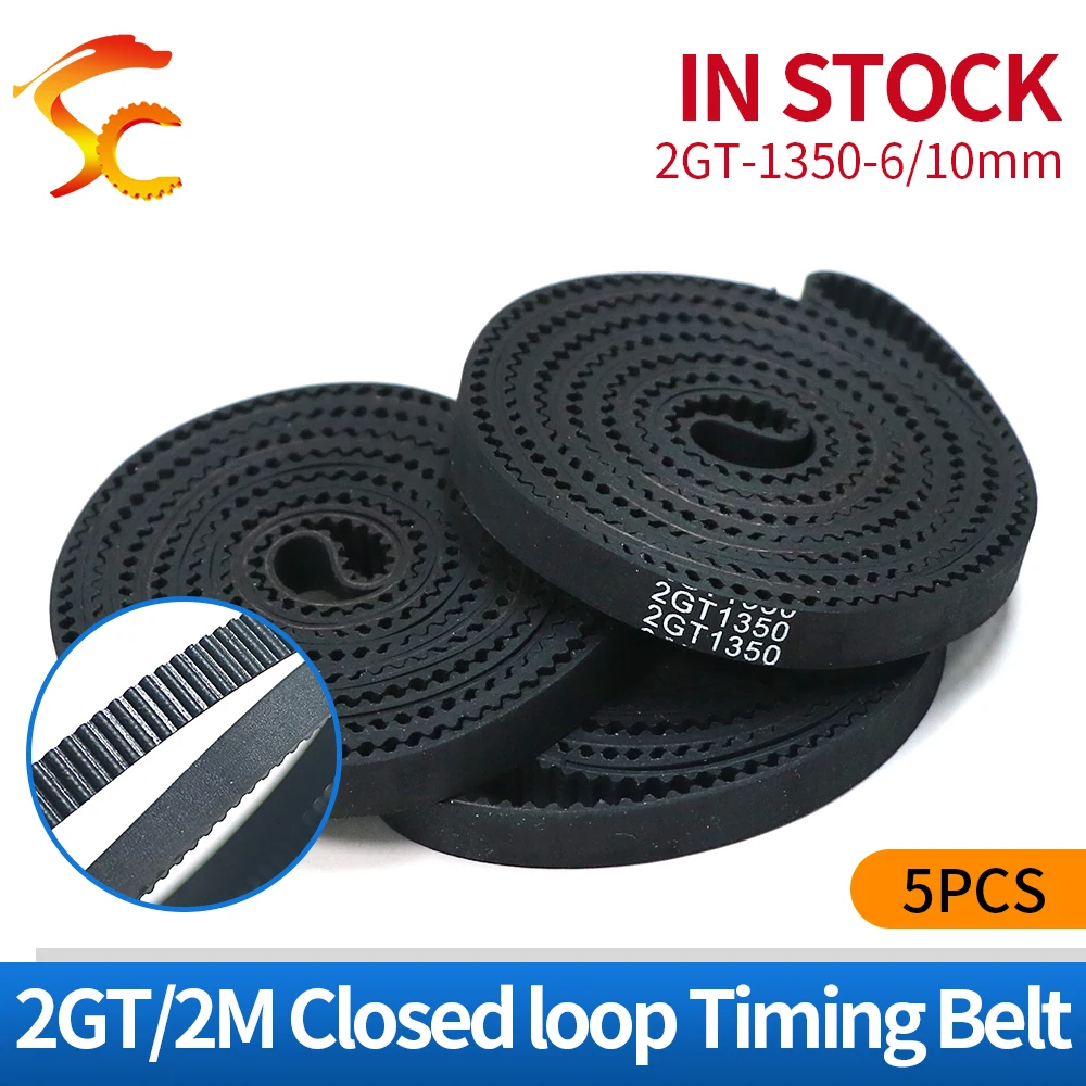 

Free shipping 5pcs GT2 timing belt 2GT 1350 length 1350mm width 6/10mm teeth 675 for 3D printer 1350-2GT closed-Loop rubber belt