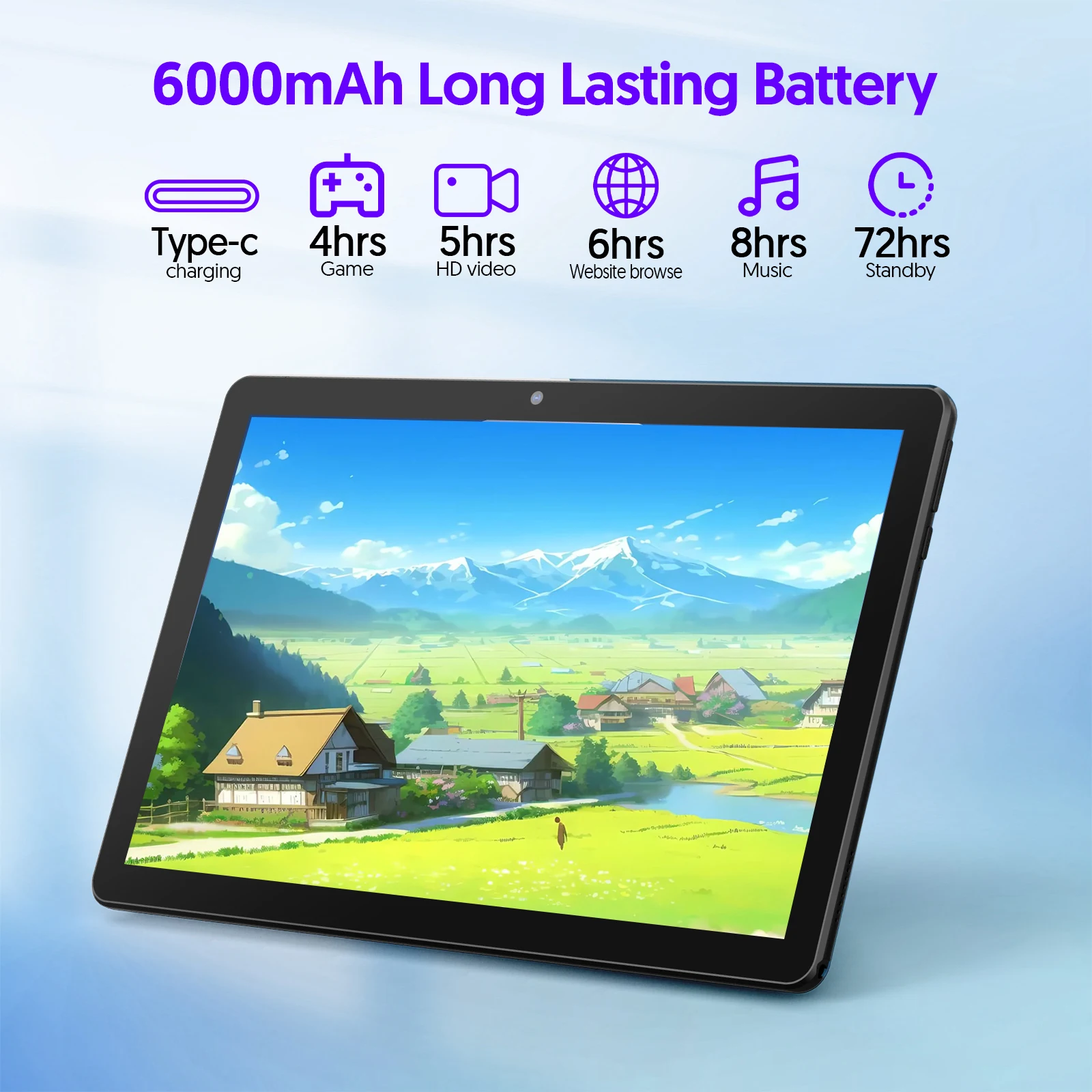 BAKEN 10-inch Android 13 tablet, quad-core processor, 7GB (3g+4g memory expansion) RAM+64GB ROM, dual camera, wifi, Bluetooth