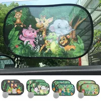 2Pcs Cartoon Car SunShade PVC Side Window Adsorption SunShade Cover Rear Side Auto Window Sunvisor Mesh For Children Adults