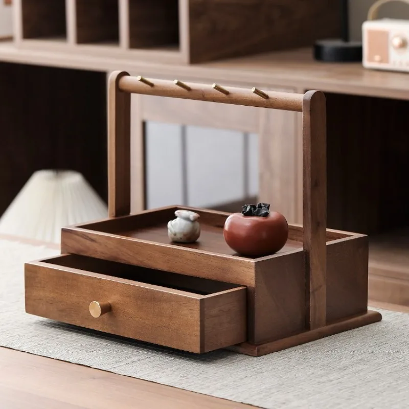 Solid Wood Drawer Organizer, Entryway Key Holder Tray for Console, Desk Storage Rack for Small Items, Creative Home Decor