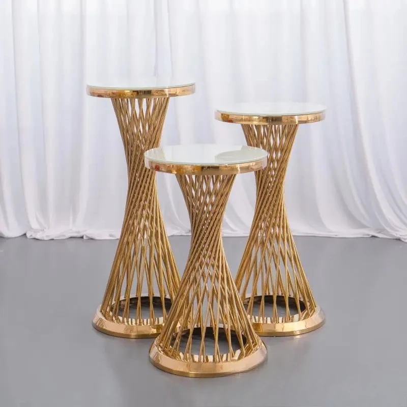 Wedding supplies small waist cake table hotel family living room decoration edge few ornaments electroplated gold stainless stee