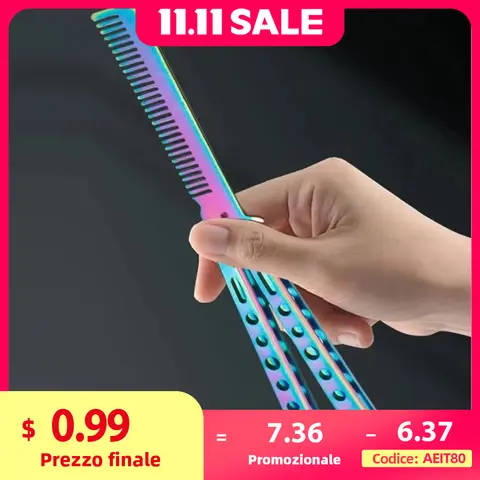 헤어 스타일링 도구: 접이식 빗, 스테인레스 스틸 나비 칼 빗, 수염 브러시 살롱