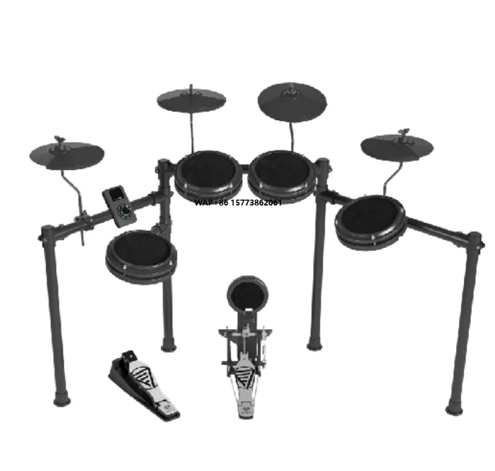 Mesh Pad Electric Drum Kit with 184 Tones Metal Electric Drum Set Featuring Carbon Fiber Drum Chamber