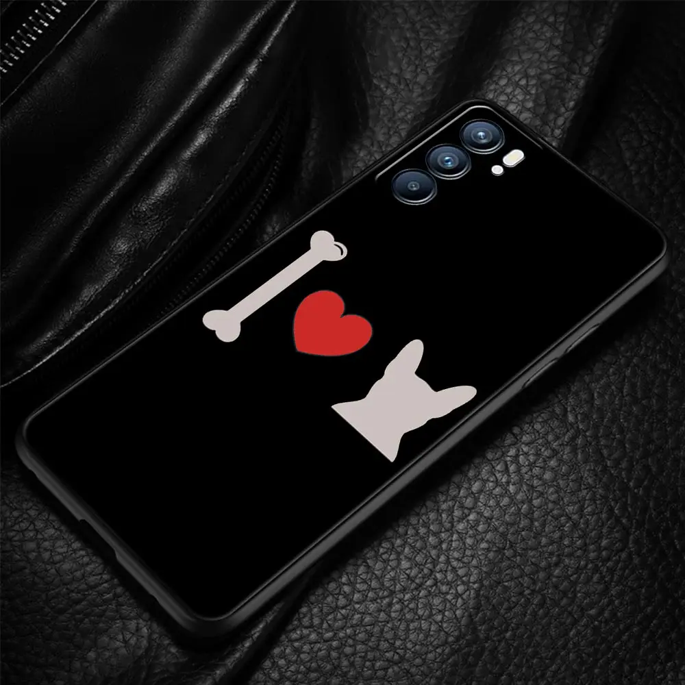 French Bulldog Case For Oppo Find X6 Pro X5 A54 A53 A52 A9 2020 A15 A95 A17 A16 A76 A74 A57 Reno7 Reno6 Pro Plus 5G Black Cover