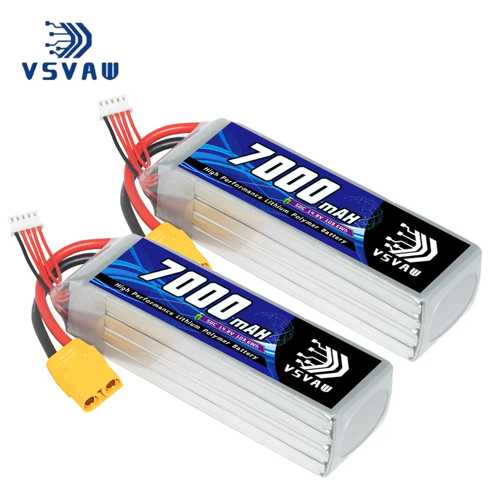 2Pcs VSVAW 14.8V 4S 7000mAh 50C/100C Lipo Battery Movie Shooting FPV Drone Helicopter Crossover RC Vehicle Lithium Battery