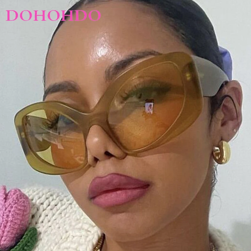 Fashion Trendy Punk Oversized Frame Cat Eye Sunglasses Women Men Luxury Brand Designer Outdoors Travel Travel Sun Glasses UV400