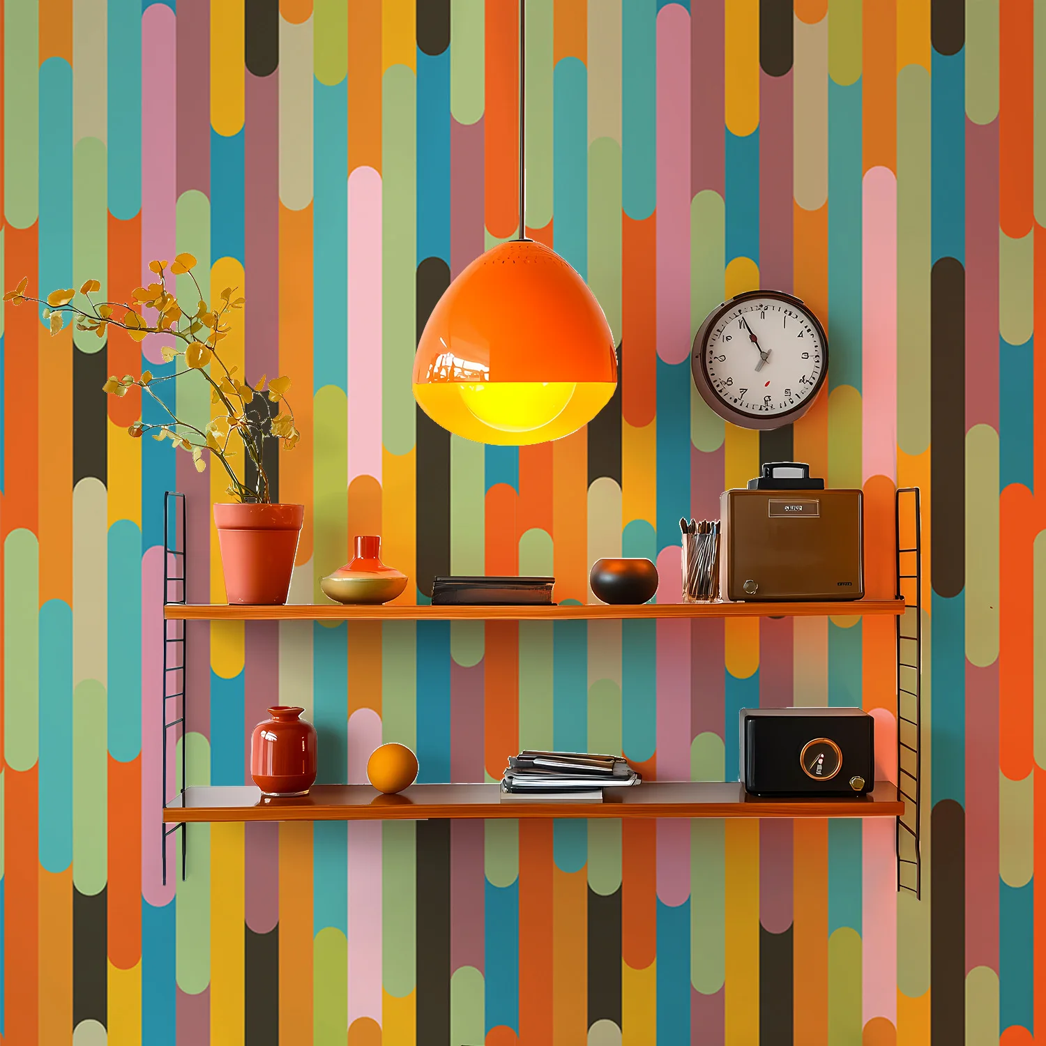 Peel and Stick Wallpaper Colorful Stripe Self Adhesive Vinyl Wall Paper for Walls Furniture Cabinets Bedroom Bathroom Decal