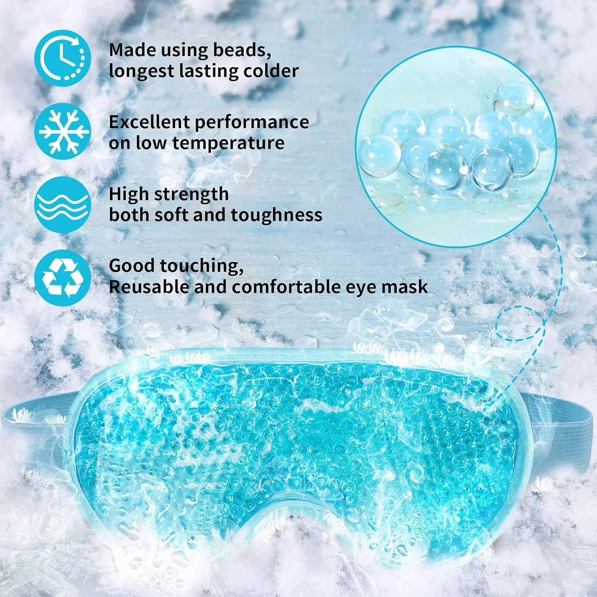 Cooling Eye Mask with Gel Beads, Reusable Cold Eye Mask for Puffy Eyes, Dark Circles, Sleep, Relaxation, Soft Cooling Eye Pads F