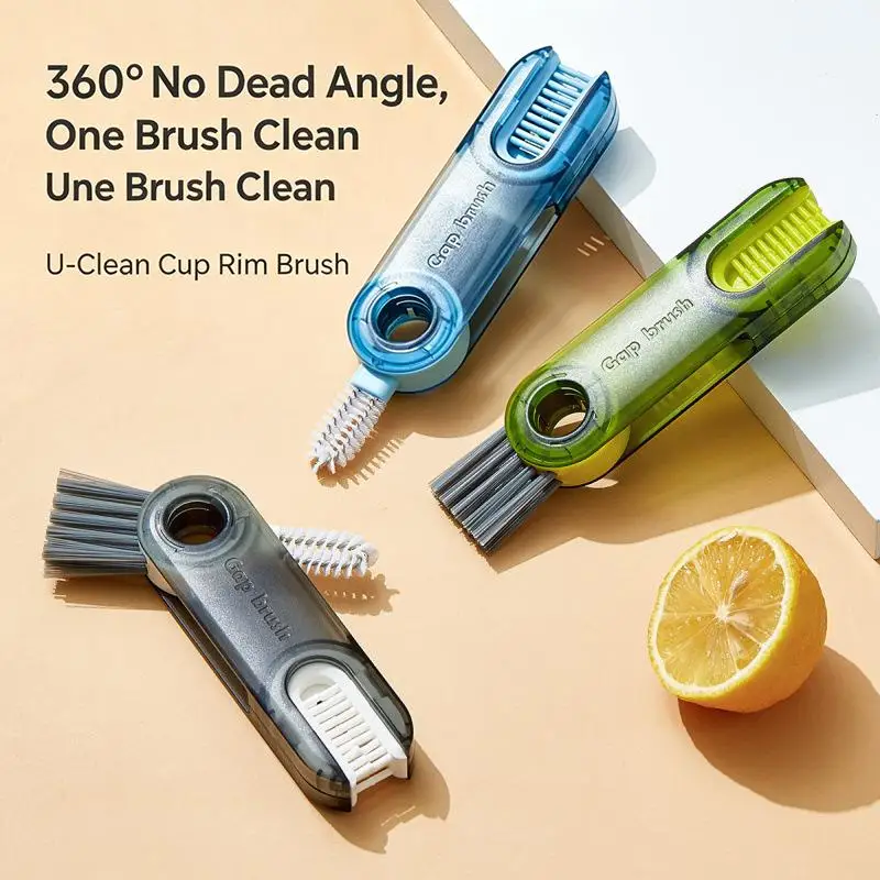 New Sale 1PC Cleaning Brush Three In One Cup Brush Water Cup Cleaning Artifact Thermos Bottle  U-shaped Cup Mouth Cup Lid Brush