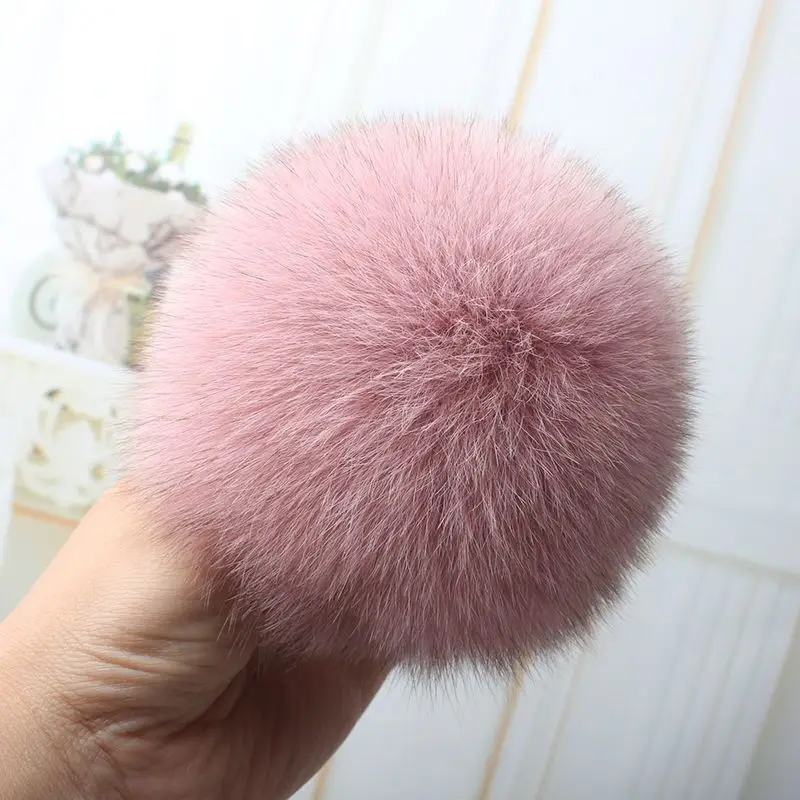 9cm Pompoms Natural Fox Fur Fluffy Pompon for Hats 90mm Real Fox Fur Big Ball Pom Pom for Caps Hats Skullies Garment Accessories