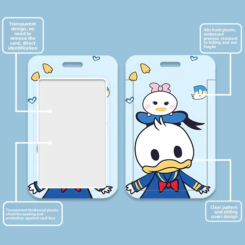 Disney Donald Duck Cartoon Card Holder Without Lanyard Portable Name Badge Case Luxury Designer Cardholder for Student Women