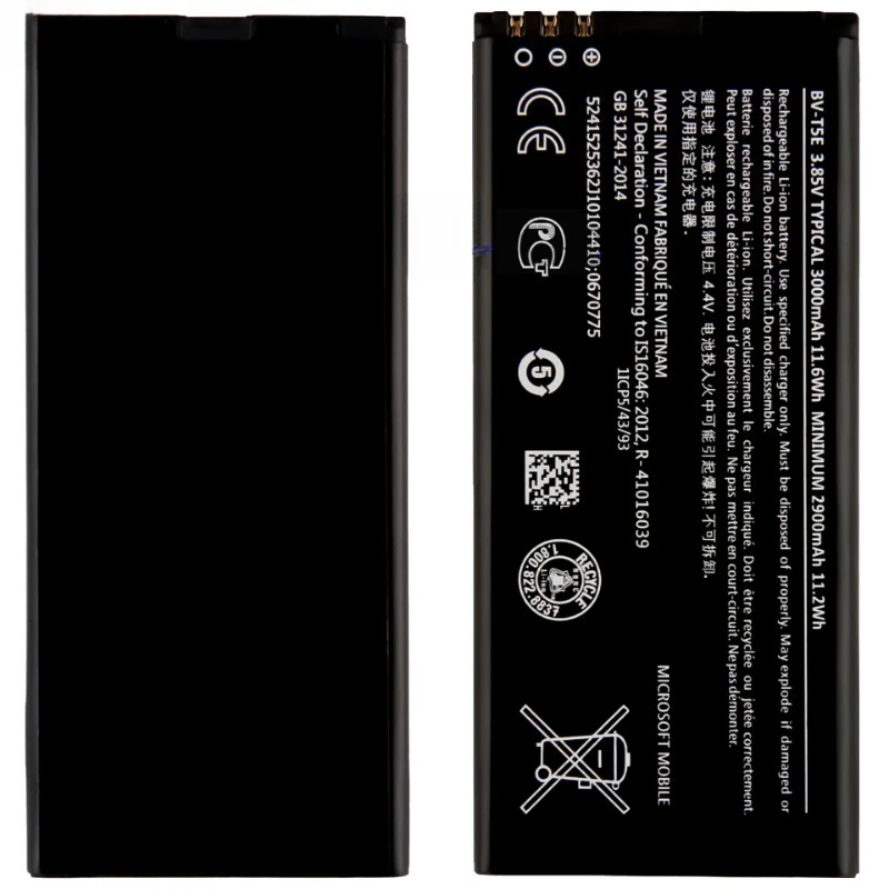 BV-T5E High Quality Phone Battery 3.85V 3000mAh For Nokia Lumia 950 Brand New Replacement Battery