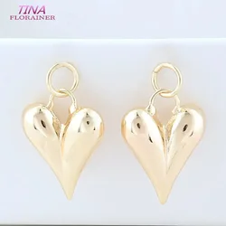 20*27MM 14K Gold Color Brass Heart Charms Pendants Jewelry Making Supplies Diy Necklaces Bracelet Findings Accessories