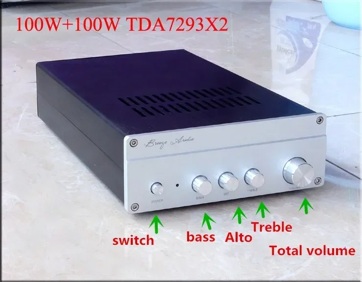 AC220V TDA7293 100 Вт + 100 Вт Hi-Fi усилитель с регулировкой высоких частот и альт-бас
