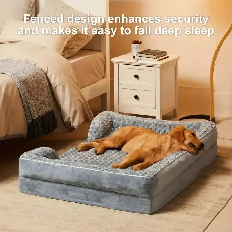 for Eco-Friendly Memory Foam Orthopedic Dog Bed Removable Washable Cover Modern Geometric Pattern Rectangle Sofa Bed for Pets