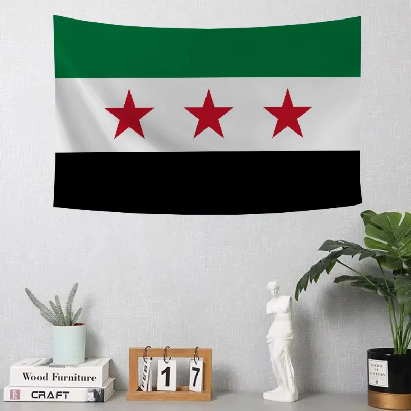 1 Piece Syrian Arab Republic Three-star Flag Polyester Outdoor Decoration Room Aesthetics Background Decoration Room living room