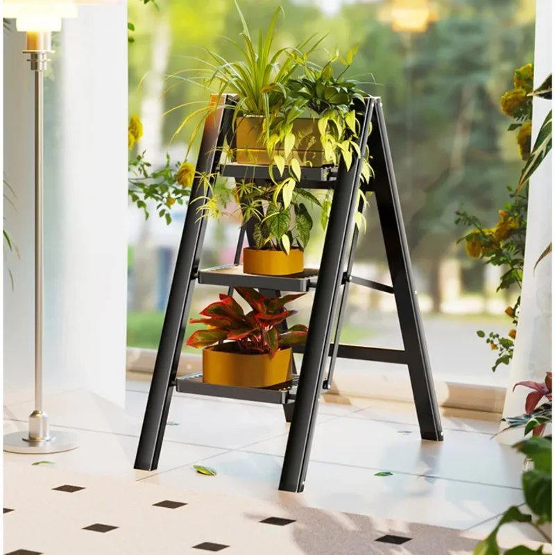 Home Folding Telescopic Ladder Thickened Carbon Steel Ladder Chair Multi-functional Step Stool Safe Load Bearing 3 Step Ladder