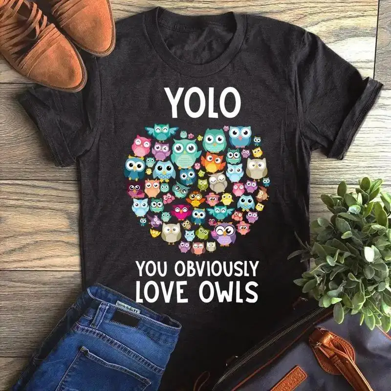 Yolo You Obviously Love Owls Funny Heart Owl Lover Graphic Unisex T Shirt, Sw...