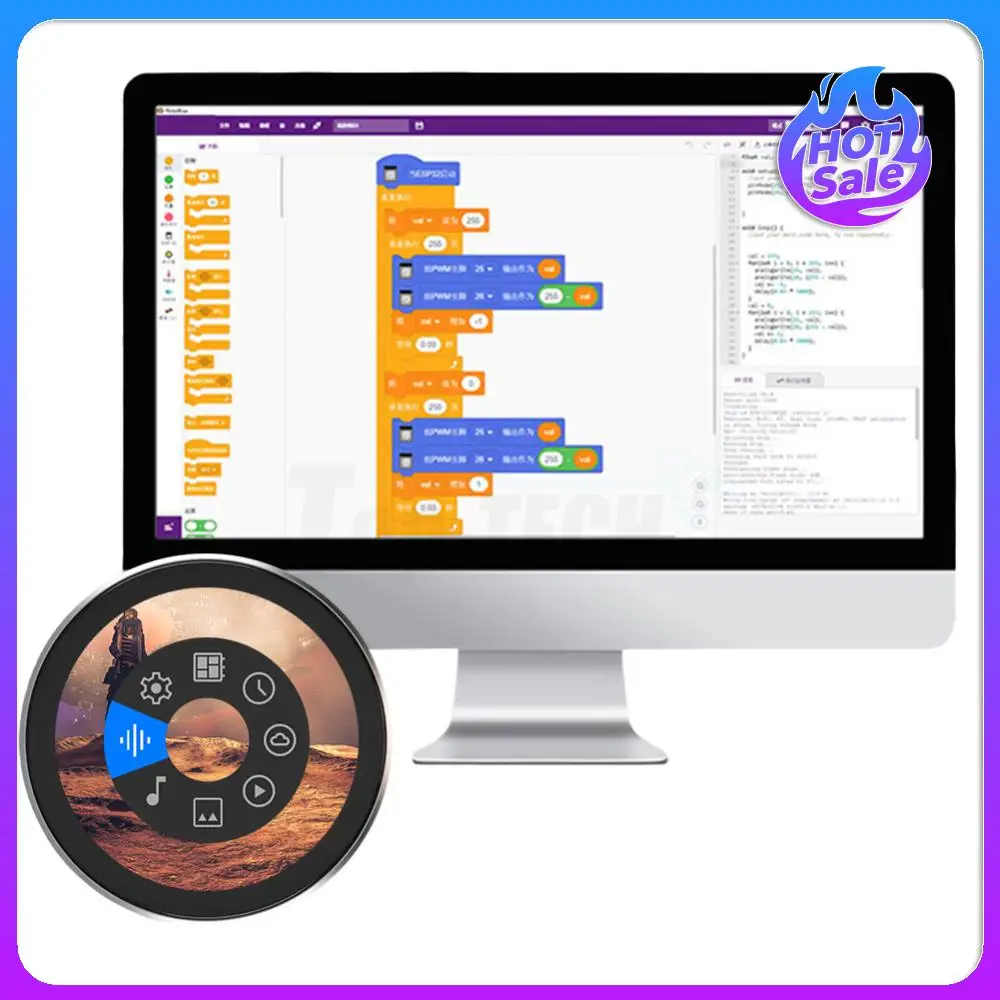 1.8 بوصة شاشة مستديرة 360x360 IPS عرض بالسعة شاشة تعمل باللمس ESP32-S3 مجلس التنمية 8M PSRAM 16M فلاش