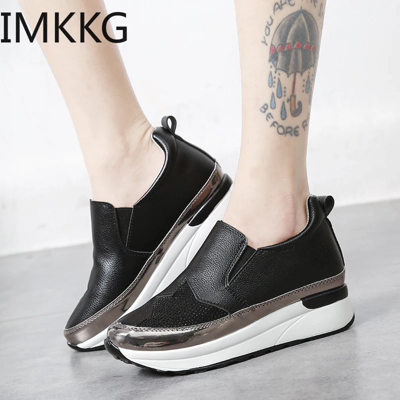 Spring/Autumn fashion Comfort Creepers Bling Loafers Mocassin Femme White Platform Shoes Casual Flat Heel women Shoes sneakers