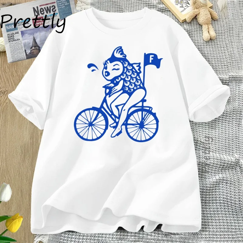 

Funny Fish Graphic T Shirts Women Feminist T-shirt Summer Cotton Short Sleeve Round Neck Tshirt Women's Clothing Streetwear Tops