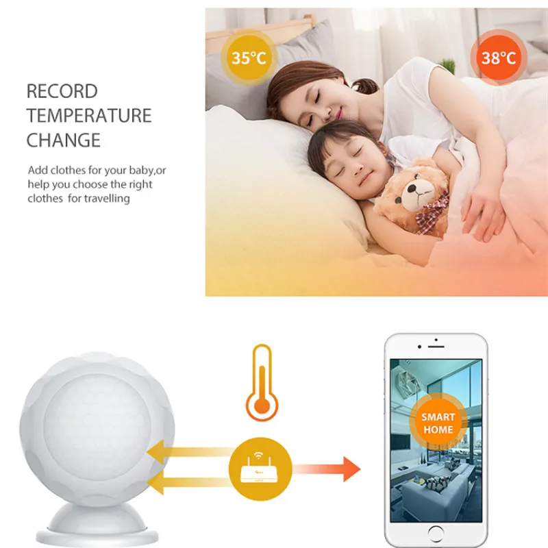 2 In 1 PIR Infrarot Temperatur Sensor Z Welle Smart Alarm System Motion Detektor Home Automation Breite-winkel Überwachung sicherheit