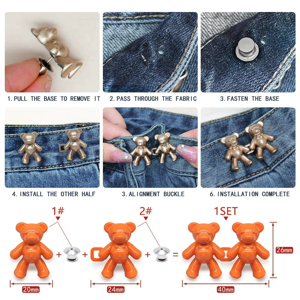 Nail-free Jeans Bear Waist Buckle Removable Closing Artifact Invisible Snap Button Tightening Waistband Button Pant Adjustable