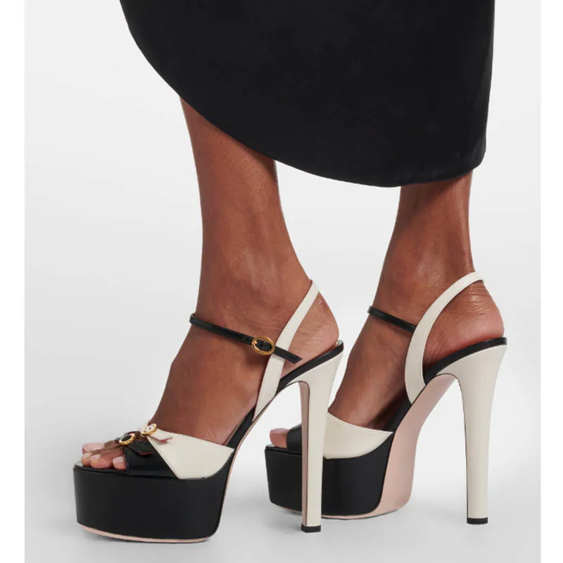 French Style Luxury High-Heeled Shoes with Thick Toe and Hollowed Out Back for Banquets, Women's Buckle Strap Sandals view 4