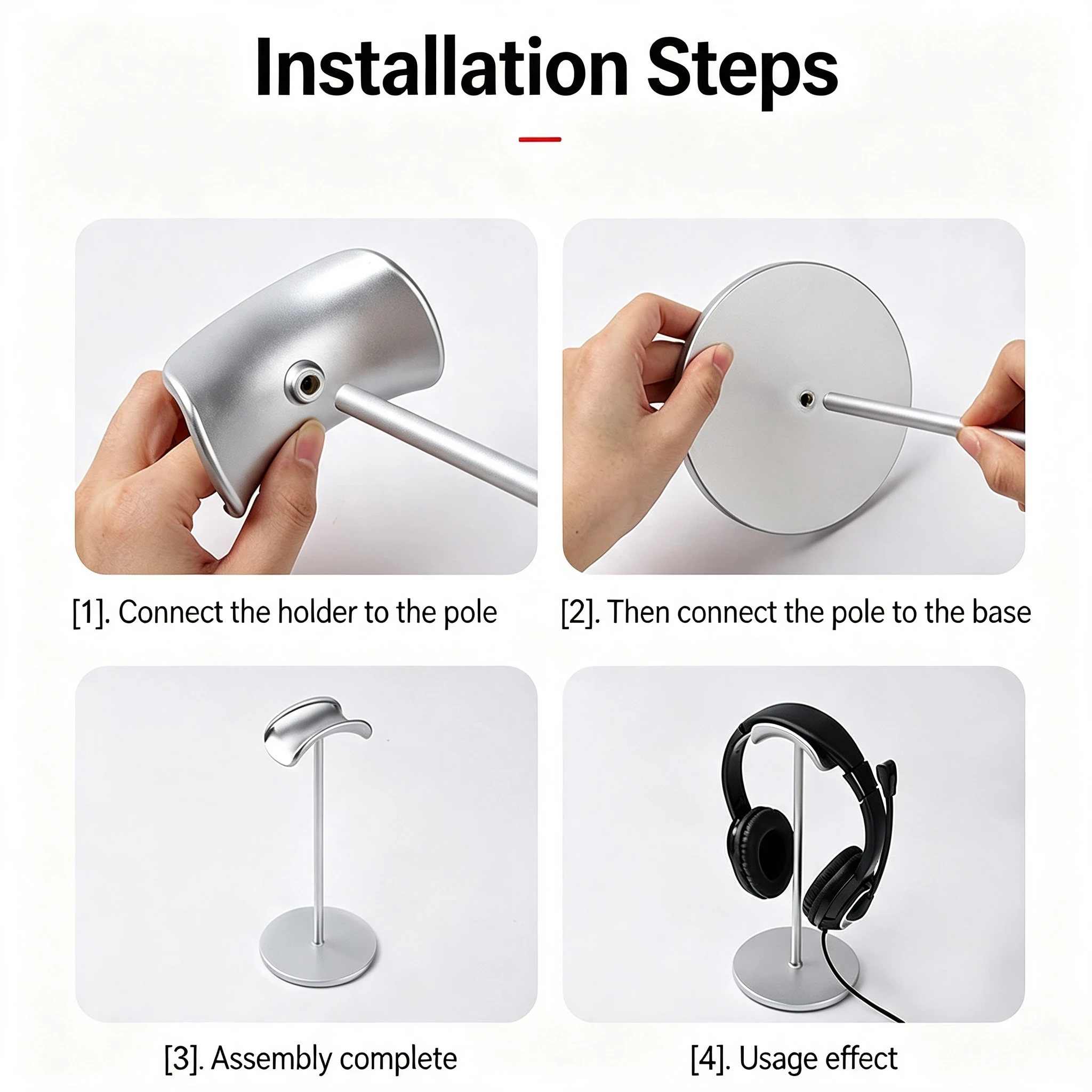 Alloy Desktop Headphone Stand Universal Gaming Headset Holder Non-slip Pad Base Fit Over-ear Earphones Home Office Desk Display image 4