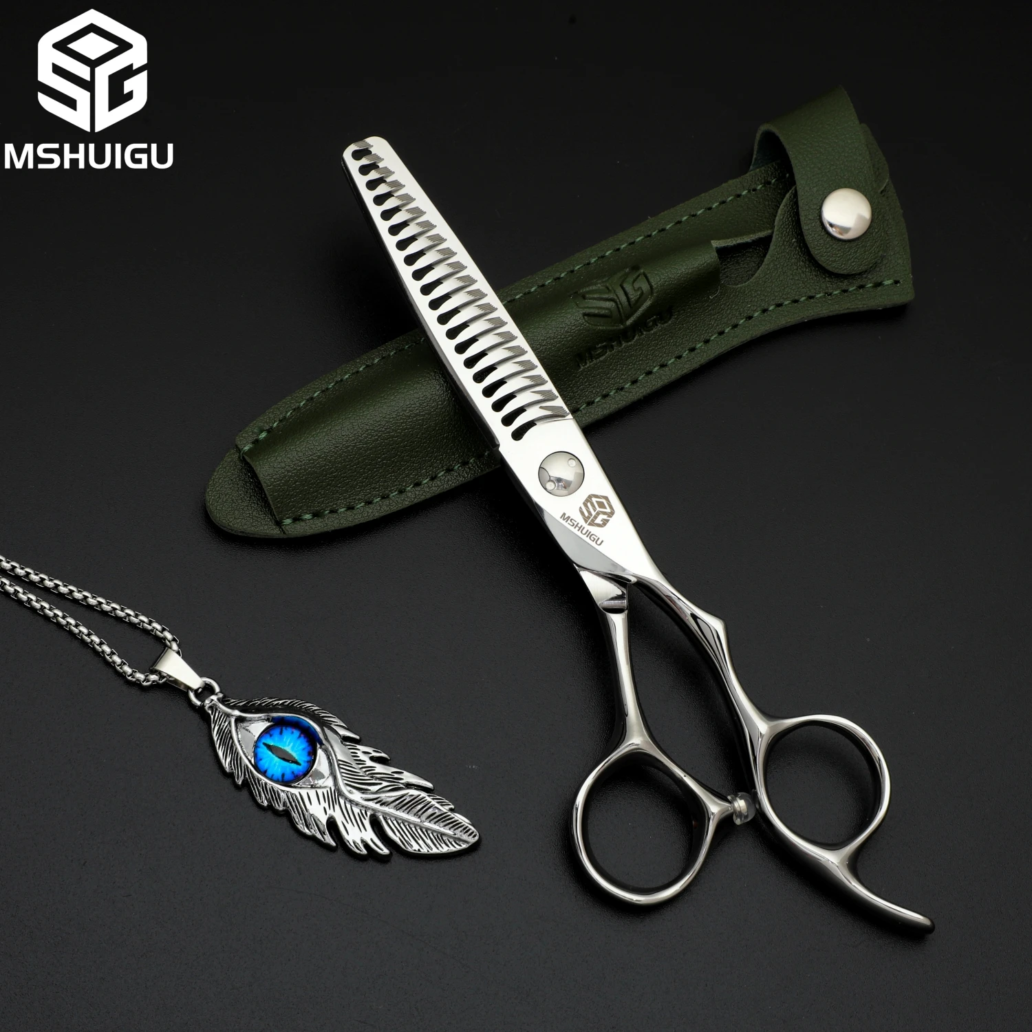MSHUIGU Professionelle Friseurschere Multifunktionale Effilierschere mit Zähnen auf Beiden Seiten VG10 6 Zoll – Detail 10