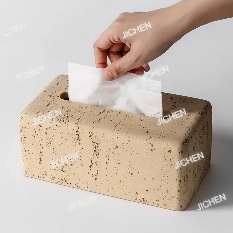

XHX современный держатель для коробок для салфеток из пещерного камня для гостиной, современный светлый роскошный стол, креативная бежевая обложка для салфеток INS