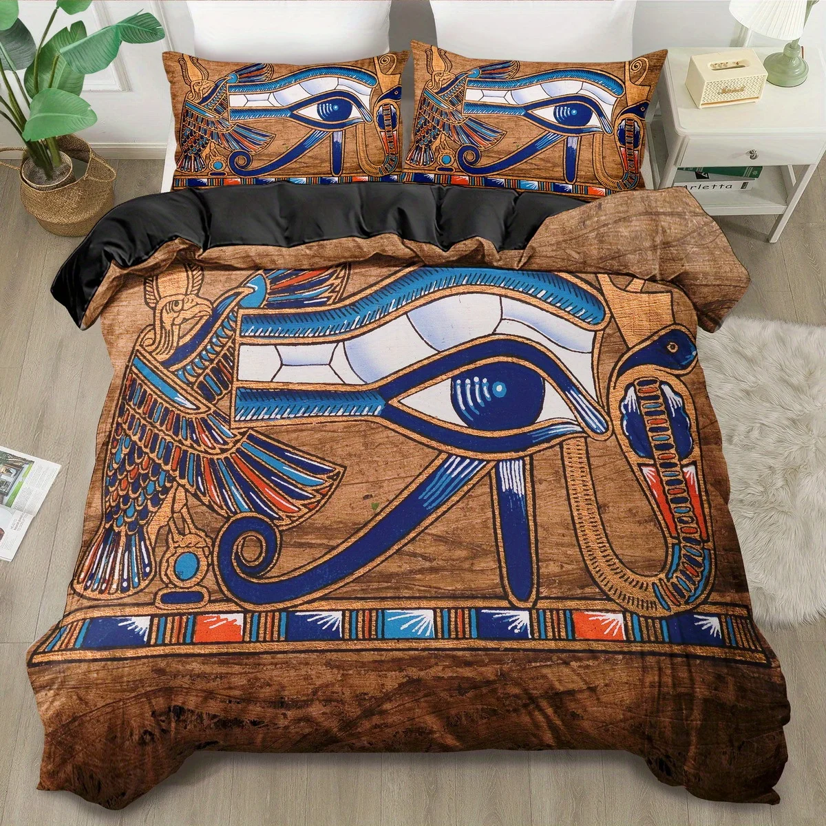 Horus Eye Egypt Pharaoh Duvet Cover Set King Size Bedding Queen Size Halloween Gift - Duvet Cover Sets with Pharaoh Theme