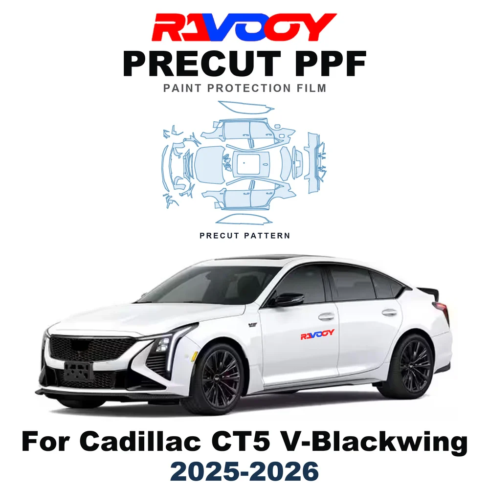 Precut PPF For Cadillac CT5 V-Blackwing 2025-2026 8.5mil TPU Paint Protection Film Hood Bonnet Bumper Headlight Self-Healing